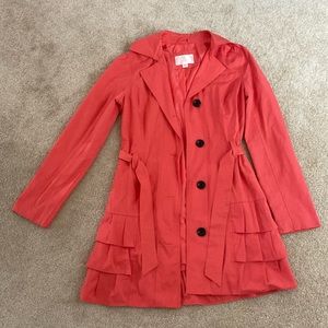 Coral Trench Coat/Rain Coat